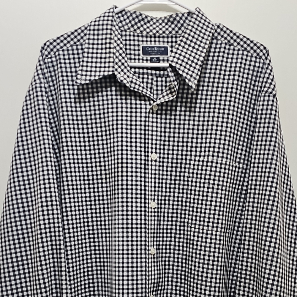 Club Room Navy and White Gingham Men's Shirt​